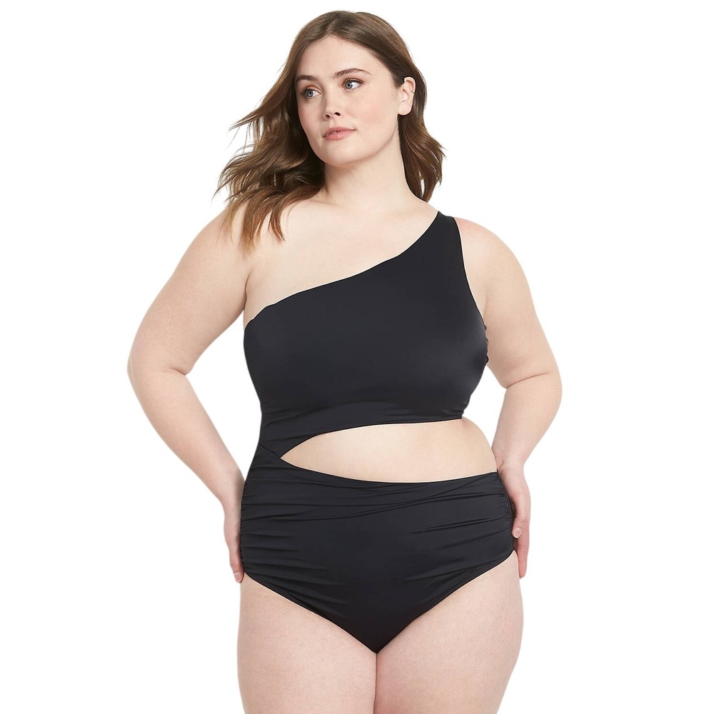 Victoria's‎ Secret One Piece Swimsuit Black One-Shoulder Surfing Cutout Large